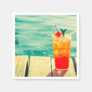 Sommaren bassäng party roligt i sol-cocktail pappersservett