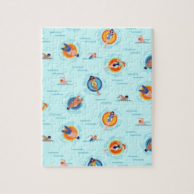 Sommaren bassäng party roligt i sol pussel (Vertikal)