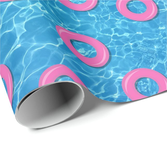 Sommaren Bassäng Party Rosa Swimming Bassäng Flyte Presentpapper (Rullad Hörn)