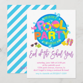 Sommaren Bassäng Party, skolårets slut Party in i Inbjudningar