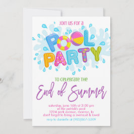 Sommaren Bassäng Party, skolårets slut Party Inbjudningar