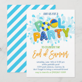 Sommaren Bassäng Party, skolårets slut Party Inbjudningar