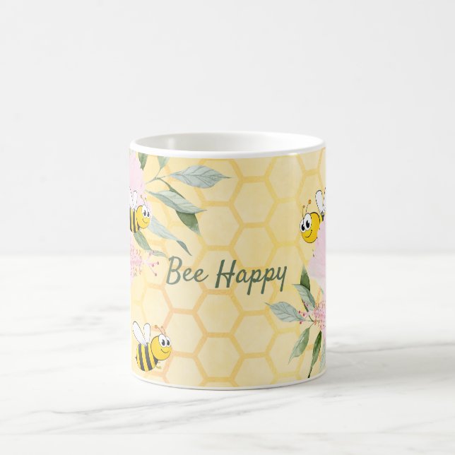 Sommaren Be Lycklig humla, gult honeycomb Kaffemugg (Center)