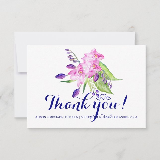 Sommaren blommigt bröllop i marinsjön tack kort (Framsida)