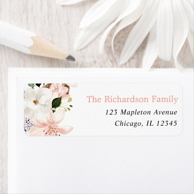 Sommaren blommigt lilja vår returadress etikett (Insitu)