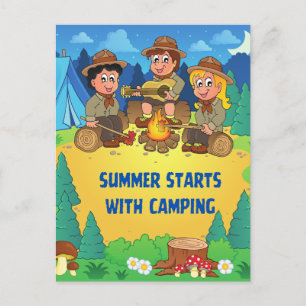 Sommaren börjar med camping vykort