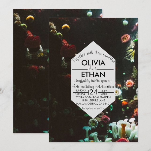 Sommaren Bröllop under havskorallrev Inbjudningar (Fram/baksida)