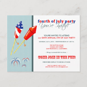 Sommaren den 4 juli i Party/Cookout-inbjudan:2 Inbjudningar
