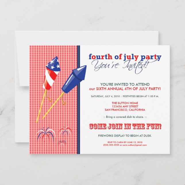 Sommaren den 4 juli i Party/Cookout-inbjudan: 2a. Inbjudningar (Framsida)
