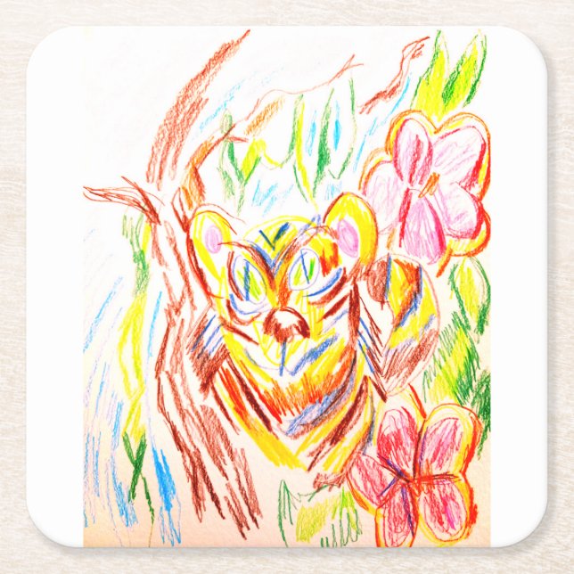 Sommaren i tigerdjungeln underlägg papper kvadrat (Framsidan)