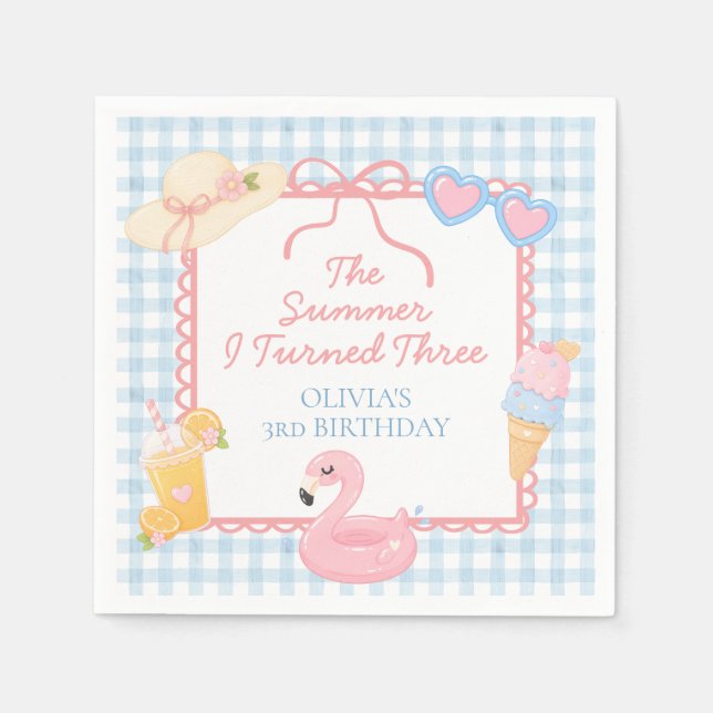 Sommaren jag fyllde tre kust 3-årsdag pappersservett (Framsidan)