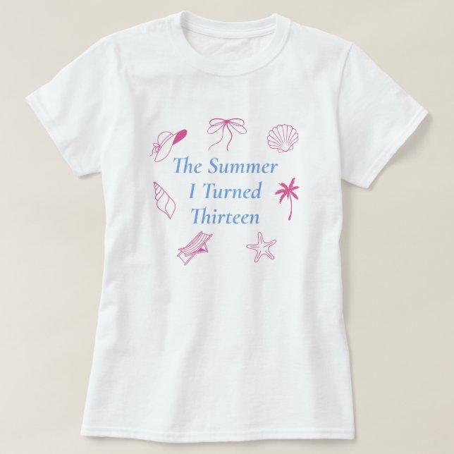 Sommaren jag fyllde tretton Seashells Beach T Shirt (Design framsida)