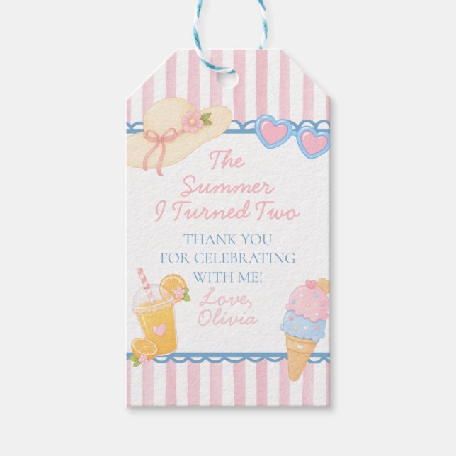 Sommaren jag fyllde två strand 2-års födelsedag presentetikett (Framsidan)