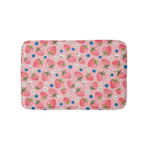 Sommaren jordgubbe, giftig karikatyrbakgrund. badrumsmatta