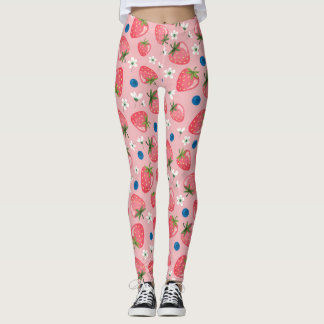 Sommaren jordgubbe, giftig karikatyrbakgrund. leggings