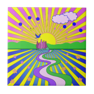Sommaren Kärlek Colorful Psychedelic 60-talet 70-t Kakelplatta