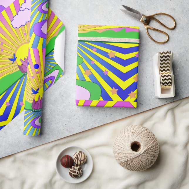 Sommaren Kärlek Psychedelic 60 Sunburst   Presentpapper (Hantverk)