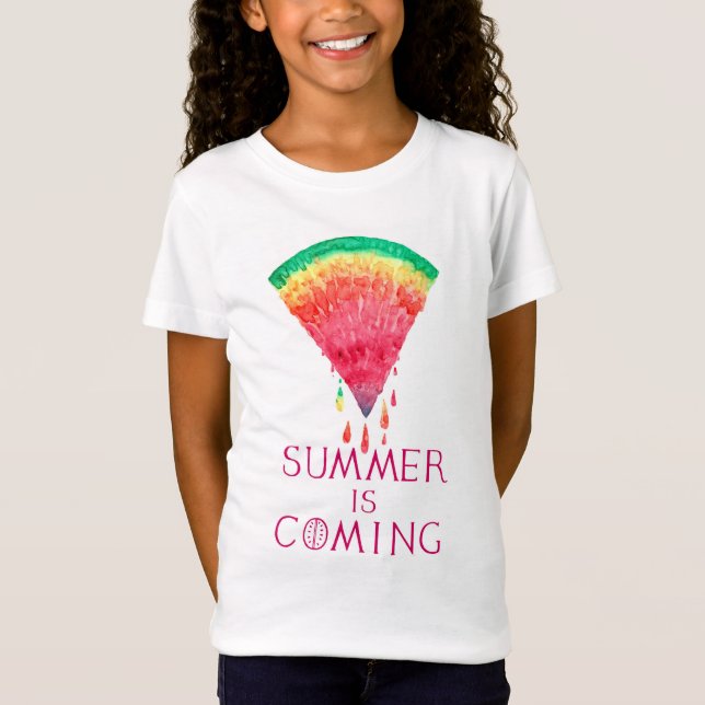 Sommaren kommer med vattenfärgen Watermelon T Shirt (Framsida)