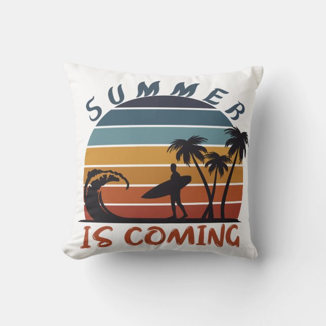 Sommaren kommer retro vintage ränder kudde (Framsida)