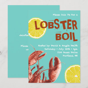 Sommaren Lobster Boil Party Aqua Inbjudningar