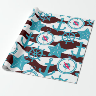 Sommaren Nautical Mönster Presentpapper