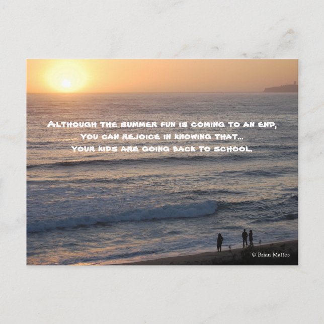 Sommaren och barnen återvänder till skolan vykort (Framsida)