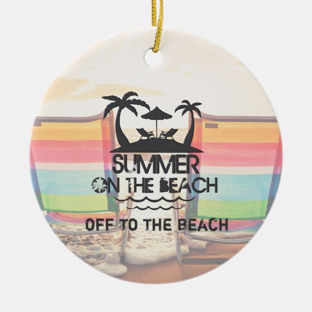 Sommaren på Beach | PERSONLIG Julgransprydnad Keramik (Framsidan)