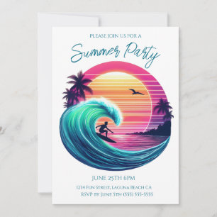 Sommaren Party- Ride Wave vid Sunset Inbjudningar