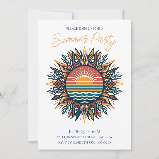 Sommaren Party - stamsommaren Sol Inbjudningar (Framsida)