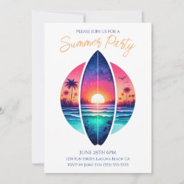 Sommaren Party-Surfboard i solnedgången Inbjudningar