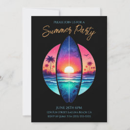 Sommaren Party-Surfboard i solnedgången Inbjudningar