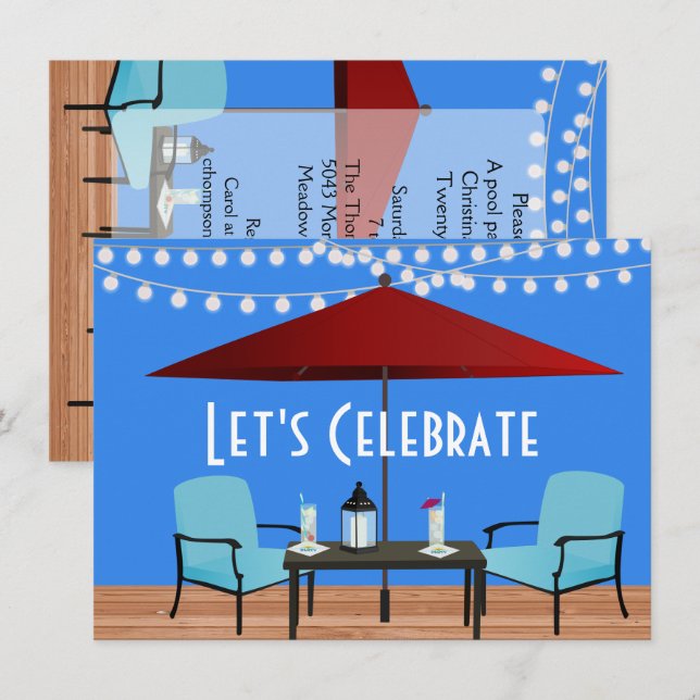 Sommaren Patio Party Inbjudningar (Fram/baksida)
