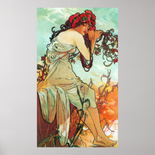 Sommaren, Seasons, Mucha Poster