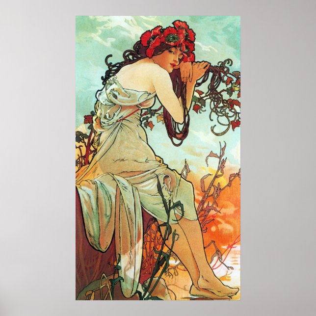 Sommaren, Seasons, Mucha Poster (Framsidan)