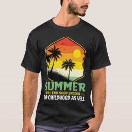 Sommaren slutar snart Beach Handflatan Träd Sunset T Shirt