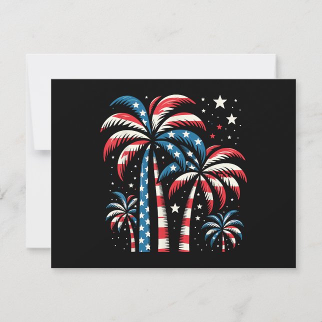 Sommaren USA flagga 4 juli Julkort (Framsida)