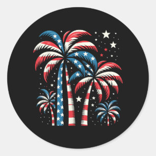Sommaren USA flagga 4 juli Runt Klistermärke