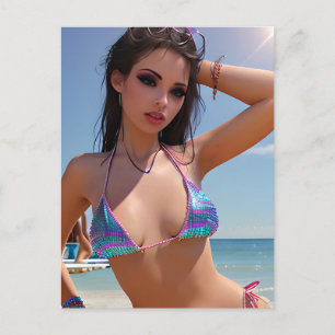 Sommaren vid Beach Bikini-säsongen Vykort