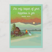 SOMMARENERGI med stugor sol blå himmel och en sjö