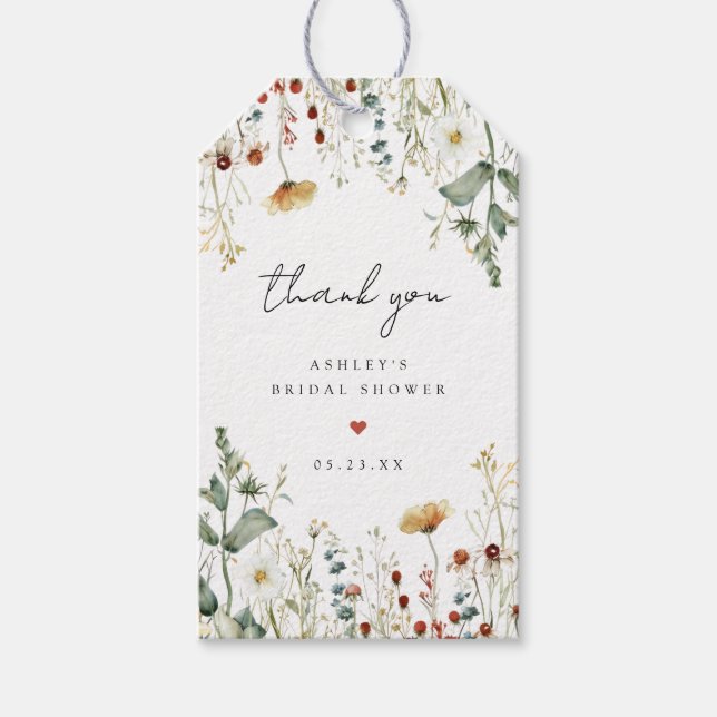 Sommarens äng med vilda blommor Bröllopsdusch Presentetikett (Framsidan)