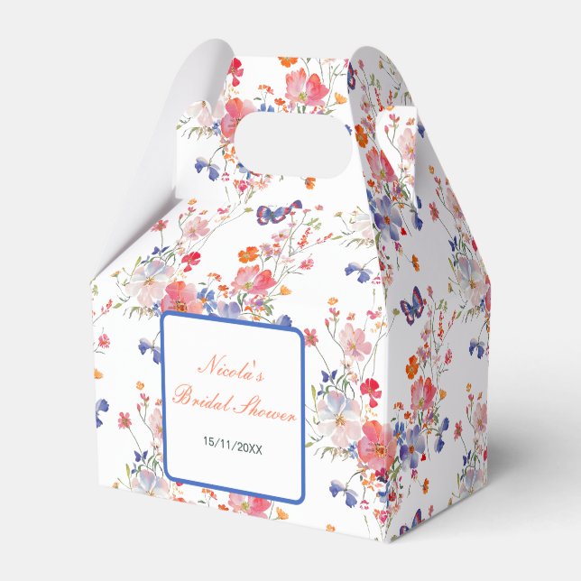 Sommarens blommiga fjärilbröllopsdusch presentaskar (Framsidan Sidan)