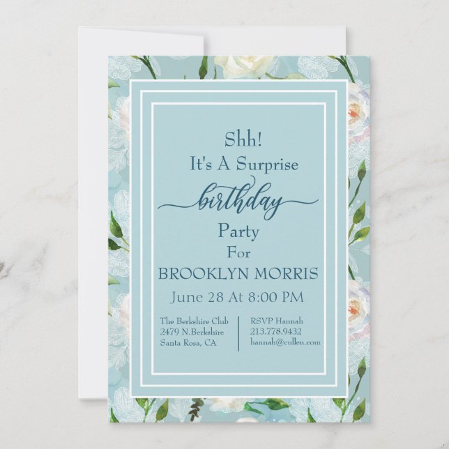 Sommarens  Blommigt Blooms Birthday Inbjudningar (Framsida)