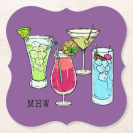 Sommarens Cocktails anpassningsbar monogram papper Underlägg Papper