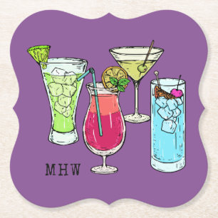 Sommarens Cocktails anpassningsbar monogram papper Underlägg Papper
