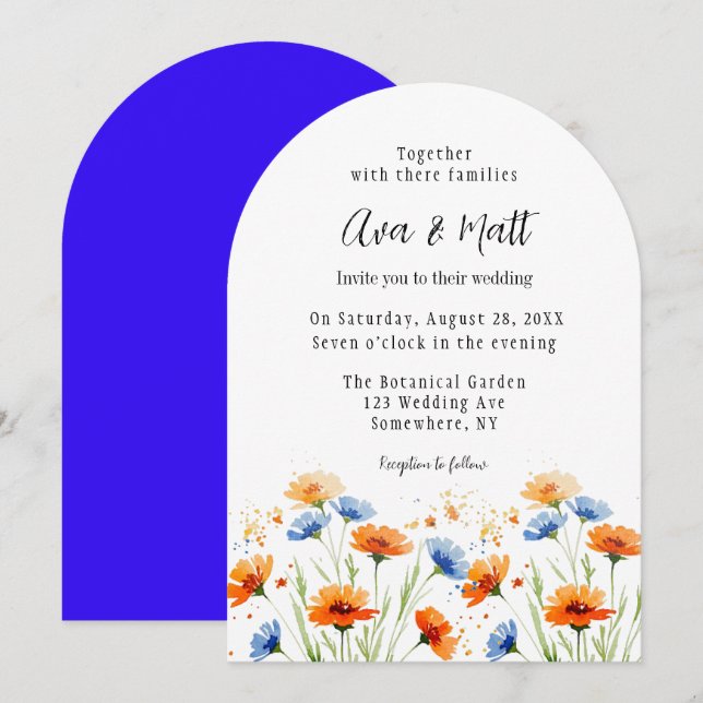 Sommarens Embrace Wildblomma Bröllop Inbjudningar (Fram/baksida)