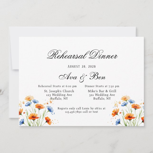 Sommarens Embrace Wildblomma Bröllop Inbjudningar (Framsida)