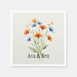 Sommarens Embrace Wildblomma Bröllop Pappersservett