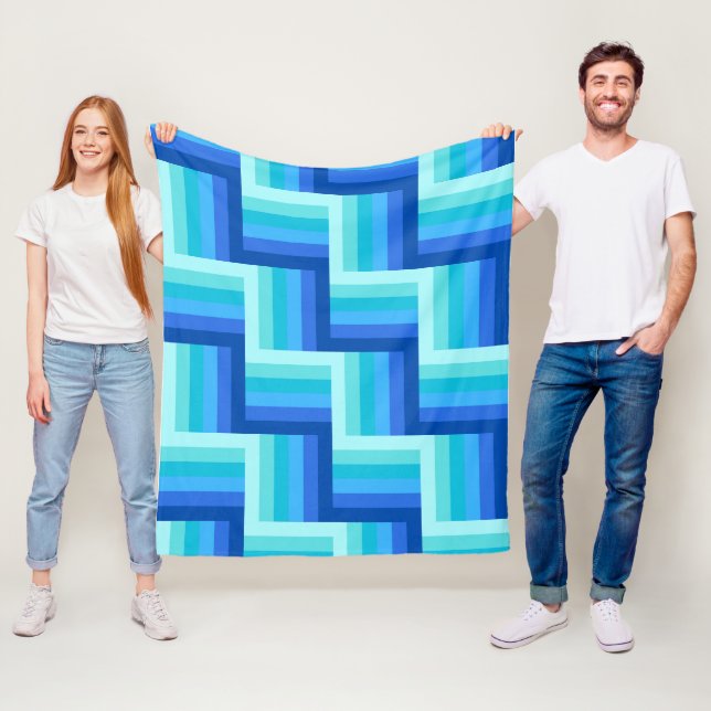 Sommarens färskhavsskuggor, remsade Quilt Mönster Fleecefilt (På plats)