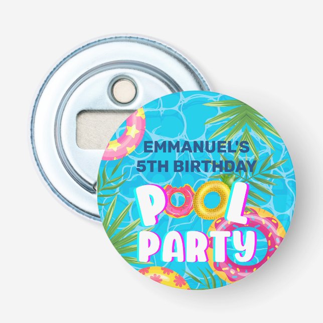 Sommarens födelsedagspresent Tropisk poolparty fla Flasköppnare (Framsidan)