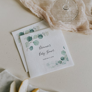 Sommarens Grönt Eucalyptus Foliage Baby Shower Pappersservett